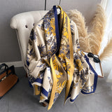 Autumn Winter Scarf Women Pashmina Shawls and Wraps Cashmere Blanket Warm Thick Stoles for Lady Outdoor Bufanda 2024 New Print