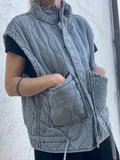 TRAFSHE Autumn Winter Women Jacket Standing Collar Light weight Sleeveless Cotton Coat Vest Women Pocket Coat Women Clothes