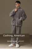 Thickened Heattech Men's Flannel Turtleneck Zipper Pajamas