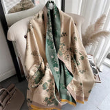 Autumn Winter Scarf Women Pashmina Shawls and Wraps Cashmere Blanket Warm Thick Stoles for Lady Outdoor Bufanda 2024 New Print