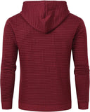 Men's Autumn Basic Casual Hoodies Long Sleeve Drawstring Pullover Sweatshirt Tracksuit Streetwear with Plaid Jacquard for Men