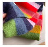 Korean Style Winter Warm Wool Scarf for Women Design Striped Elastic Knitted Scarves Female Bandana Thick Neckerchief Shawl 2024