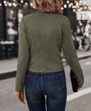 Spring Auutmn Jacket Blazer Coat Double-breasted Stand Collar Buttons Slim Long Sleeves Retro Cardigan Women Outdoor Suit Jacket