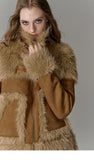 Imitation fur suit spliced short skirt two-piece suit for women winter new high-end suit European and American fashion trends