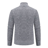 Autumn And Winter New Jersey Men's Casual Sports Coat Solid Color Stand Collar Wweater Grab Fleece Warm Zipper Cardigan
