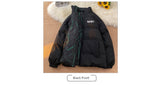 NASA Joint Name Trendy down Jacket Men's Winter Reversible Coat Women's Cotton-Padded Clothes Stand-up Collar Thick Winter Cotton-Padded Jacket