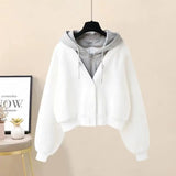 Autumn and Winter Set Women's New Korean Version Slimming Fake Two-piece Jacket Age Reducing Pleated Skirt Two-piece Set