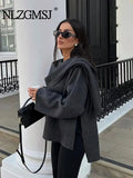 Winter Female Scarf Coat Long Sleeve Knitted Asymmetric Jackets For Women Streetwear Causal Women Coats