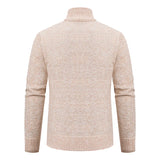 Autumn And Winter New Jersey Men's Casual Sports Coat Solid Color Stand Collar Wweater Grab Fleece Warm Zipper Cardigan