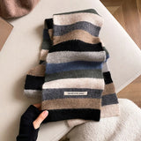Korean Style Winter Warm Wool Scarf for Women Design Striped Elastic Knitted Scarves Female Bandana Thick Neckerchief Shawl 2024