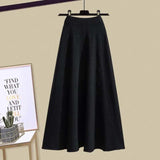 Winter Set for Women 2025 New Slimming Fake Two-piece Knitted Sweater Age Reducing Half Skirt Two-piece Set
