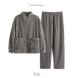 Thickened Heattech Men's Flannel Turtleneck Zipper Pajamas