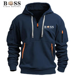 2024 New Fashionable Men's Hooded Sweatshirt Casual Sweatshirt Pullover Splicing Loose Top Spring and Autumn Winter