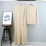 2025 New Fashionable Knitted Sweater Dress Set For Women Winter Stylish Sleeveless Long Sweater Dress Tops Two-piece Se