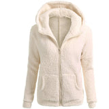 Autumn And Winter Women's Fashion Solid Colour Sweatshirt Loose Softy Hooded Plush Zip Up Jacket