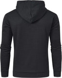 Men's Autumn Basic Casual Hoodies Long Sleeve Drawstring Pullover Sweatshirt Tracksuit Streetwear with Plaid Jacquard for Men