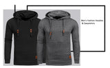 Men's Autumn Basic Casual Hoodies Long Sleeve Drawstring Pullover Sweatshirt Tracksuit Streetwear with Plaid Jacquard for Men
