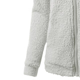 Autumn And Winter Women's Fashion Solid Colour Sweatshirt Loose Softy Hooded Plush Zip Up Jacket