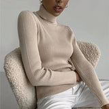 Women Turtleneck Sweater Knitted Soft Pullovers Cashmere Jumpers Basic Soft Sweaters For Women Winter