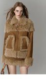 Imitation fur suit spliced short skirt two-piece suit for women winter new high-end suit European and American fashion trends