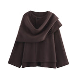 Winter Female Scarf Coat Long Sleeve Knitted Asymmetric Jackets For Women Streetwear Causal Women Coats