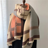 Autumn Winter Scarf Women Pashmina Shawls and Wraps Cashmere Blanket Warm Thick Stoles for Lady Outdoor Bufanda 2024 New Print