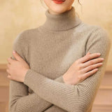 Women Turtleneck Sweater Knitted Soft Pullovers Cashmere Jumpers Basic Soft Sweaters For Women Winter