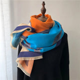 Autumn Winter Scarf Women Pashmina Shawls and Wraps Cashmere Blanket Warm Thick Stoles for Lady Outdoor Bufanda 2024 New Print