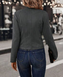 Spring Auutmn Jacket Blazer Coat Double-breasted Stand Collar Buttons Slim Long Sleeves Retro Cardigan Women Outdoor Suit Jacket