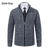 Autumn And Winter New Jersey Men's Casual Sports Coat Solid Color Stand Collar Wweater Grab Fleece Warm Zipper Cardigan