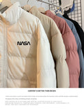 NASA Joint Name Trendy down Jacket Men's Winter Reversible Coat Women's Cotton-Padded Clothes Stand-up Collar Thick Winter Cotton-Padded Jacket
