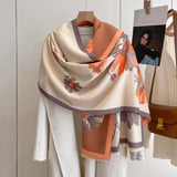 Autumn Winter Scarf Women Pashmina Shawls and Wraps Cashmere Blanket Warm Thick Stoles for Lady Outdoor Bufanda 2024 New Print