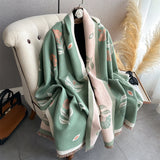 Autumn Winter Scarf Women Pashmina Shawls and Wraps Cashmere Blanket Warm Thick Stoles for Lady Outdoor Bufanda 2024 New Print