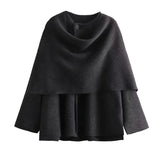 Winter Female Scarf Coat Long Sleeve Knitted Asymmetric Jackets For Women Streetwear Causal Women Coats