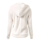 Autumn And Winter Women's Fashion Solid Colour Sweatshirt Loose Softy Hooded Plush Zip Up Jacket