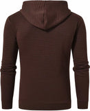 Men's Autumn Basic Casual Hoodies Long Sleeve Drawstring Pullover Sweatshirt Tracksuit Streetwear with Plaid Jacquard for Men