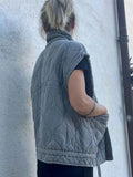 TRAFSHE Autumn Winter Women Jacket Standing Collar Light weight Sleeveless Cotton Coat Vest Women Pocket Coat Women Clothes