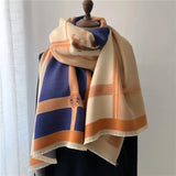 Autumn Winter Scarf Women Pashmina Shawls and Wraps Cashmere Blanket Warm Thick Stoles for Lady Outdoor Bufanda 2024 New Print
