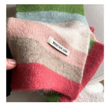 Korean Style Winter Warm Wool Scarf for Women Design Striped Elastic Knitted Scarves Female Bandana Thick Neckerchief Shawl 2024