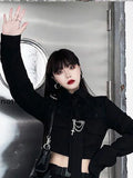 HWL Harajuku Streetwear Two-Piece Skirt Oversize 4XL Punk Chain Ribbon Skirts Women 2 Piece Suit For Female