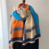 Autumn Winter Scarf Women Pashmina Shawls and Wraps Cashmere Blanket Warm Thick Stoles for Lady Outdoor Bufanda 2024 New Print
