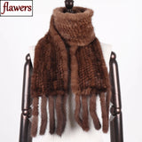 New Winter Women Warm Real Mink Fur Scarf Lady Fashion Genuine Real Mink Fur Muffler 100% Natural Real Knitted Mink Fur Scarves