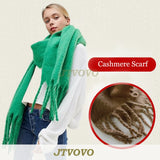 2025 Luxury Brand Cashmere Womens Scarf Winter Thick warm Solid Wraps Female Pashmina Long