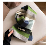 Korean Style Winter Warm Wool Scarf for Women Design Striped Elastic Knitted Scarves Female Bandana Thick Neckerchief Shawl 2024