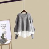 Winter Set for Women 2025 New Slimming Fake Two-piece Knitted Sweater Age Reducing Half Skirt Two-piece Set
