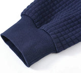 Men's Autumn Basic Casual Hoodies Long Sleeve Drawstring Pullover Sweatshirt Tracksuit Streetwear with Plaid Jacquard for Men