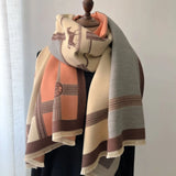 Autumn Winter Scarf Women Pashmina Shawls and Wraps Cashmere Blanket Warm Thick Stoles for Lady Outdoor Bufanda 2024 New Print