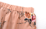 Summer large size women's chiffon printing split loose wide leg pants
