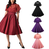 Womens cape shawl two-piece doll collar dress