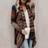 fashion tassel striped jacket sweater